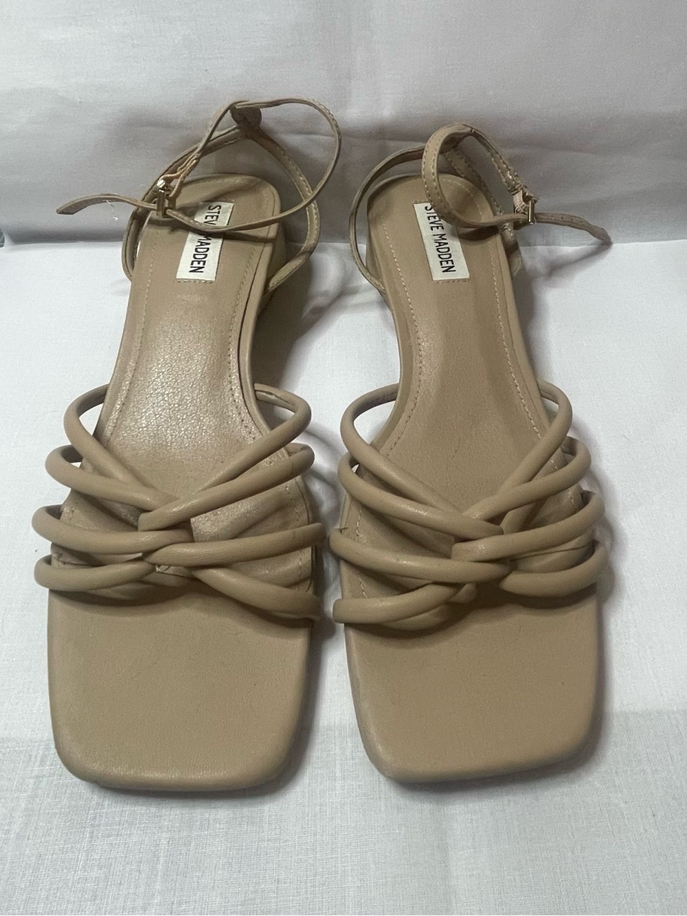 Steve Madden Taupe Strappy Square Toe Sandals